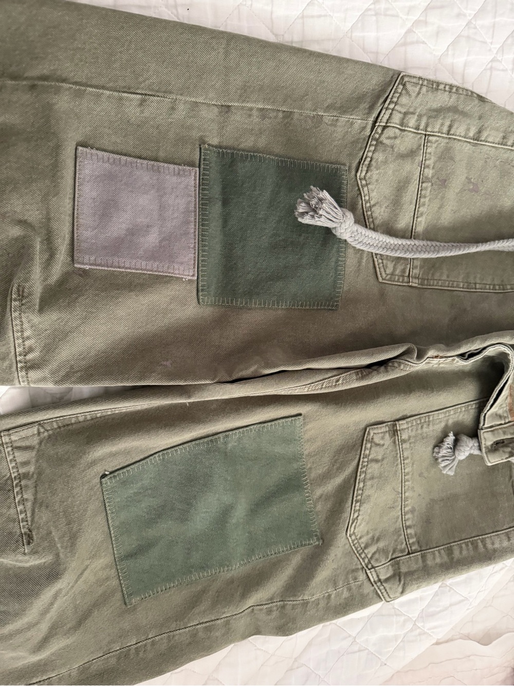 We The Free Olive Green Patchwork Cargo Jeans - Picture 4 of 4